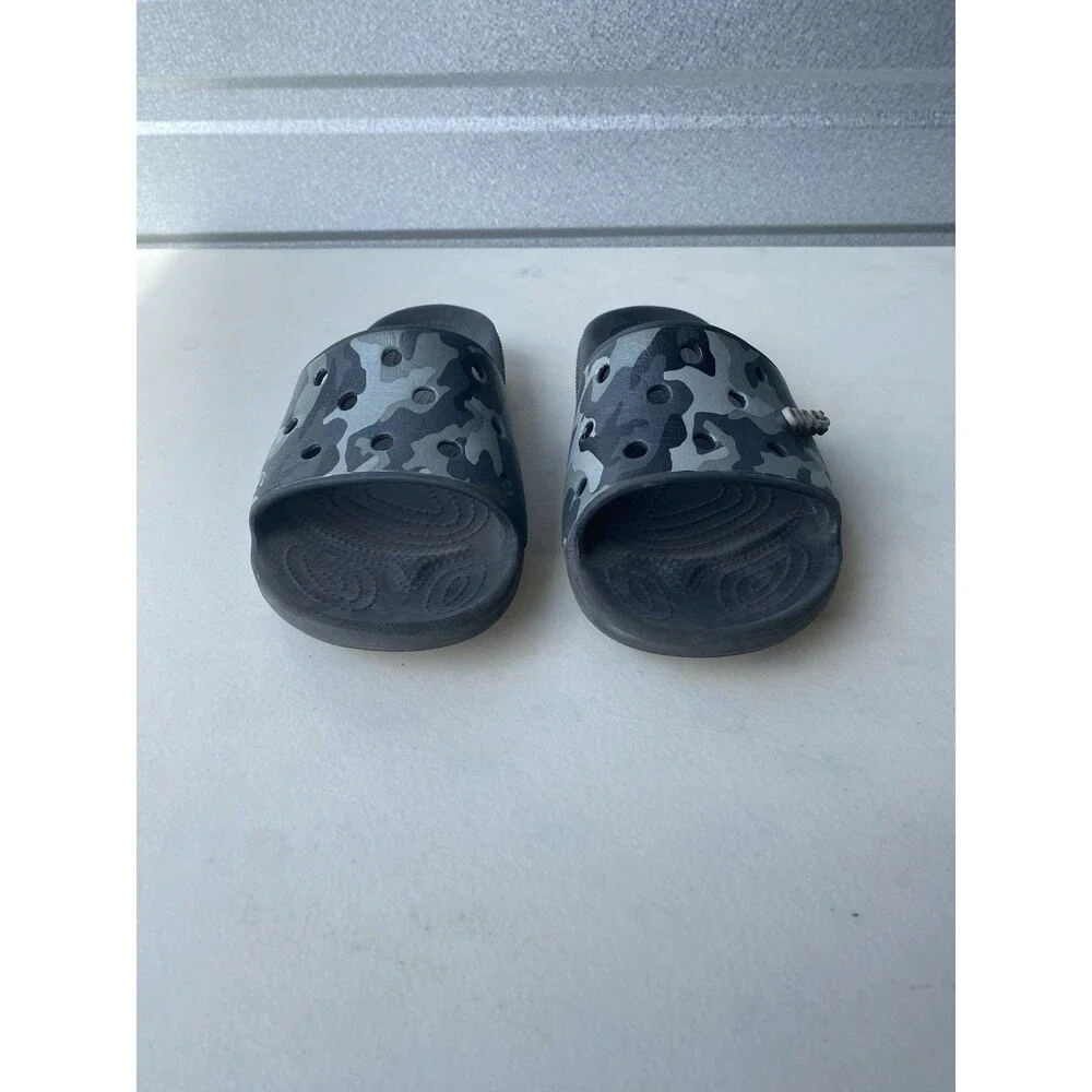 Crocs Classic Camo Slides Black Grey Men 5 Women 7 Camouflage Sandal